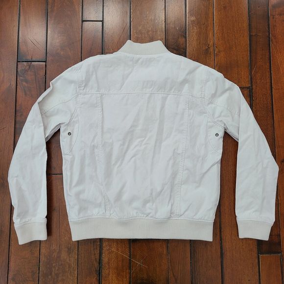Vintage DEUS EX MACHINA Motorcycles Spell Out Garth Bomber Track Jacket White XL - Picture 2 of 12
